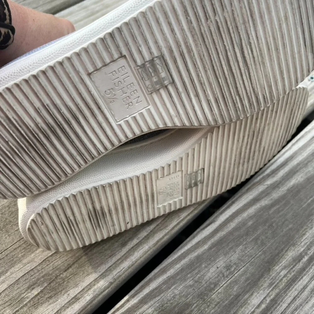 ** Eileen Fisher Gray Sneakers Platform slip on woven knit tenns shoes 5.5